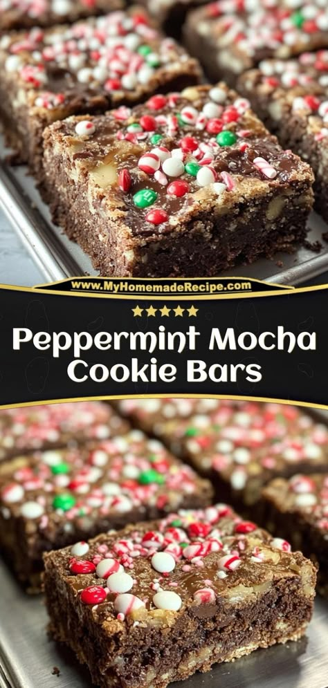 These peppermint mocha cookie bars are rich, chocolatey, and topped with peppermint flavor. A festive treat perfect for the holidays! Ingredients: 1 cup flour ½ cup cocoa powder 1 tsp peppermint extract 1 cup chocolate chips Enjoy these peppermint mocha cookie bars, perfect for holiday gatherings or as a cozy winter dessert Peppermint Mocha Cookies, Mocha Cookies, Winter Dessert, Peppermint Chocolate, Peppermint Extract, Festive Appetizers, Best Christmas Recipes, Festive Cookies, Peppermint Cookies