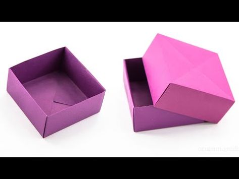 EASY ORIGAMI BOX TUTORIAL - YouTube Paper Box Tutorial, Origami Kutu, Origami Box With Lid, Origami Guide, Origami Box Easy, Origami Box Tutorial, Origami Gift Box, Paper Box Diy, Origami Star Box