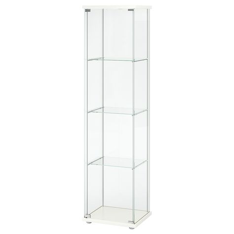 DETOLF Glass-door cabinet, white, 163/4x641/8" Display a few collectables or create an entire museum. DETOLF glass-door cabinet allows you to show off your favorite items in the most visual way. Ikea Detolf, Wall Shelf Unit, Bookcase With Glass Doors, Kawaii Bedroom, Tv Storage, Plastic Edging, Collection Display, Glass Cabinet Doors, Glass Bathroom