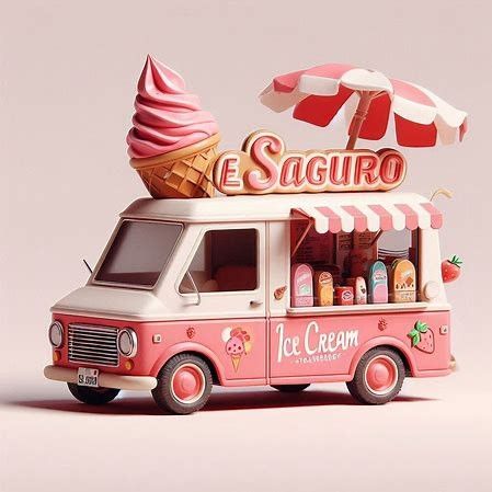 Creepy Ice Cream Truck, Ice Cream Truck Aesthetic, Ice Cream Food Truck, Caffe Design, Foodtrucks Ideas, Ice Cream Car, Black Ice Cream, Resorts For Kids, 3d Maya