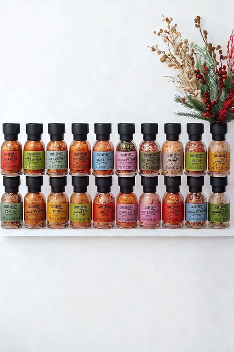 Smokehouse by Thoughtfully Ultimate Grilling Spice Set, Grill Seasoning Gift Set Flavors Include Chili Garlic, Rosemary and Herb, Lime Chipotle, Cajun Seasoning and More, Pack of 20 Grill Seasoning, Spice Set, Spices And Seasonings, Cajun Seasoning, Cayenne, Gourmet Recipes, Rosemary, Chili, Gift Set