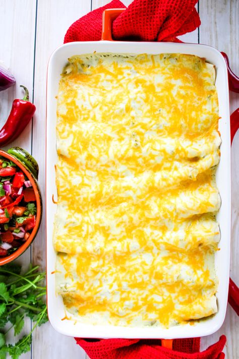 Garlic Beef Enchiladas, Ground Beef Cheesy Enchiladas, Gr Beef Enchiladas, Beef Enchilada Recipe With White Sauce, White Enchiladas Beef, Ground Beef Enchiladas With Cream Cheese, Easy Beef Enchiladas With White Sauce, Beef Enchilada Casserole Flour Tortillas, Easy Cheesy Beef Enchiladas