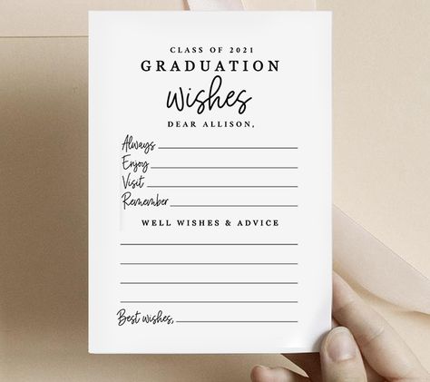 Free Graduation Keepsake Printable Well Wishes - Printable Market Graduation Advice Cards, Graduation Wishes, Graduation Words, Advice For The Graduate, Graduation Memories, Graduation Keepsake, Graduation Printables, Best Wishes Card, 8th Grade Graduation