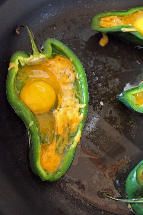 Egg stuffed poblano pepper boats are a low-carb twist to the classic egg in a basket. A great vegetarian option to serve for any Meatless Monday meal. Pablano Pepper Recipes Crockpot, Poblano Breakfast Recipes, Poblano Egg Recipe, Stuffed Poblano Pepper Recipes, Plabano Pepper, Poblano Pepper Breakfast Recipes, Stuffed Poblano Pepper Recipes Beef, Stuffed Poblano Peppers Healthy, Stuffed Poblano Pepper