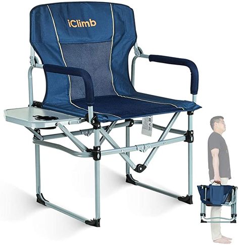 Chair With Side Table, Camp Chairs, Compact Camping, Glamper Camper, Director Chair, Folding Beach Chair, Chairs Outdoor, Fishing Chair, Folding Camping Chairs