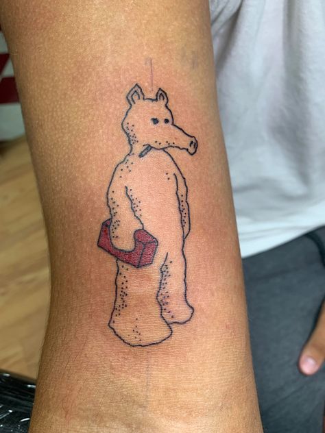 Tattoos Cartoon Style, Lucki Rapper Tattoos, Odd Future Tattoo, Small Tyler The Creator Tattoo, Quasimodo Tattoo, Quasimoto Tattoo, Mf Doom Tatoos, Quasimoto Tattoos, Liminal Tattoo