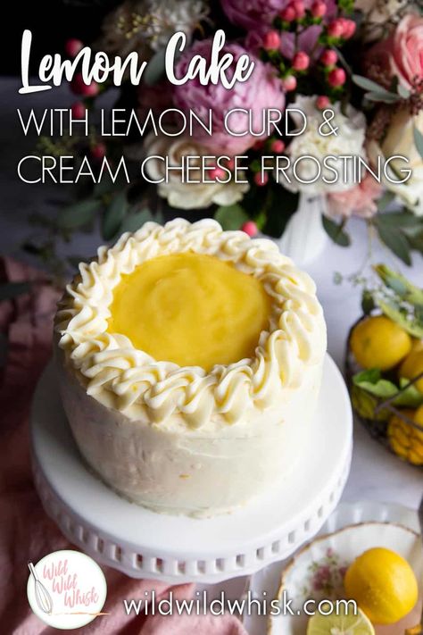 Celebrate Spring with this delicious Lemon Cake, filled with a tangy homemade lemon curd and covered in a zesty lemon cream cheese frosting. This mini lemon cake is made completely from scratch, including the lemon curd and the lemon cream cheese buttercream. Get the step by step instructions for this lemon cake recipe on the blog. #ad #wildwildwhisk #lemoncake #betterbuttermatters Lemon Cake With Lemon Curd, Lime Shortbread, Shortbread Thumbprint Cookies, Cake With Lemon Curd, Delicious Lemon Cake, Lemon Curd Cake, Homemade Lemon Curd, Buttermilk Cake, Lemon Cream Cheese Frosting