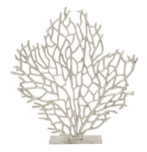 Deco 79 24072 Elegant Tree With Nickel Plated 19 W x 21 H -- Learn more by visiting the image link. Metal Table Decor, Coral Sculpture, Open Table, Coral Accents, Gold Tree, Decorative Sculpture, Abstract Tree, Tree Sculpture, Cyan Design