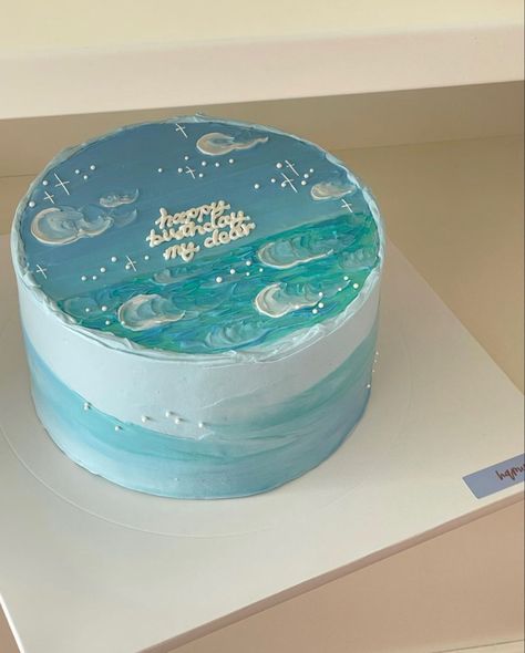 Ocean Birthday Cakes, Summer Birthday Cake, Earth Cake, Small Birthday Cakes, Ocean Cakes, Sweet 16 Birthday Cake, Sea Cakes, Beach Cakes, 16 Birthday Cake