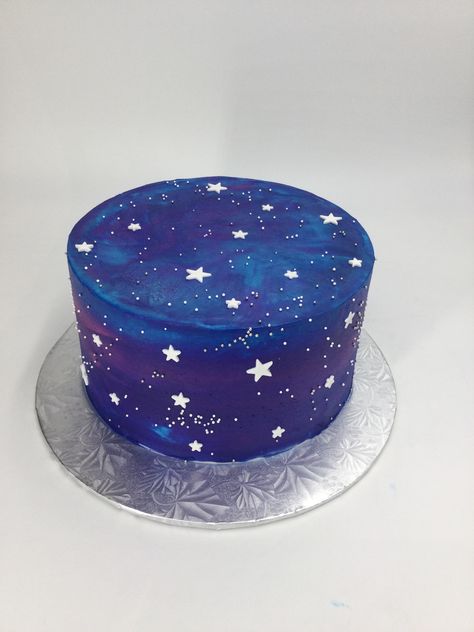 Night Sky Cake Design, Space Bday Cake, Star Cake Birthday, Starry Cake, Star Themed Cake, Space Birthday Cake, 26 Birthday Cake, Stars Cake, Rocket Cake