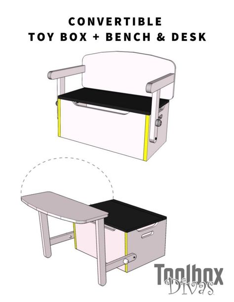 Toy Box Bench, Diy Kids Desk, Toy Box Storage, Diy Bank, Toy Storage Bench, Bench Desk, Box Aesthetic, Kids Bench, Diy Storage Bench