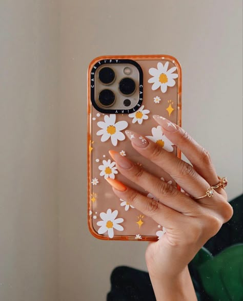 Nails Happy New Year, French Almond Nails, Casetify Cases, Clear Phone Case Design, French Almond, Orange Phone Case, Summer Iphone Cases, Orange Phone, Summer Phone Cases