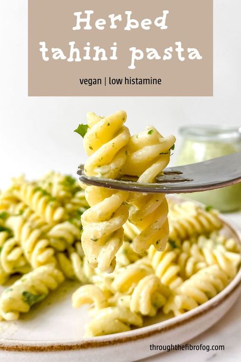 Tahini Pasta Sauce, Pasta Easy Dinner, Tahini Pasta, Low Histamine Foods, Pasta Easy, Fibro Fog, Dinner Vegan, Low Histamine Diet, Low Histamine