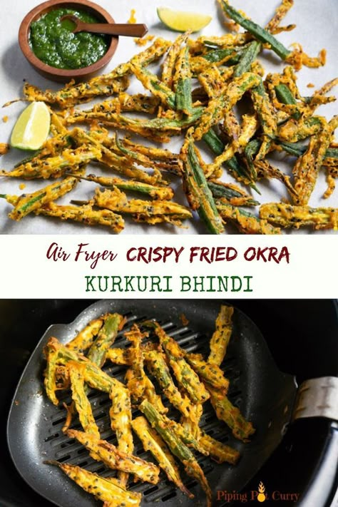 Air Fryer Okra, Fry Okra, Oven Roasted Okra, Crispy Okra, Kurkuri Bhindi, Bhindi Fry, Zucchini Zoodles, Okra Fries, Okra Recipe