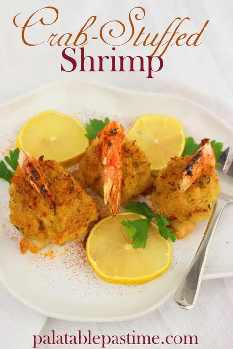 Stuff Shrimp, Crabmeat Stuffing, Crab And Shrimp Recipe, Baked Stuffed Shrimp, Stuffed Shrimp, Shrimp Stuffed, Crab And Shrimp, Cajun Seafood, Crab Stuffed