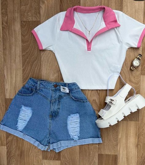 Sandals Summer Outfit, Summer Outfits 2024, Cute Outfit Ideas, Inspiration For Women, Fasion Outfits, Fashion Top Outfits, Looks Party, Cute Lazy Day Outfits, Jean Short