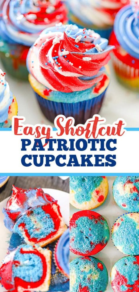 Get your baking game on point this 4th of July with our Patriotic Red White & Blue Cupcakes! Bursting with red, white, and blue goodness, these cupcakes are easy to make and perfect for your Independence Day festivities. Dive in and discover our easy shortcut recipes for a quick, festive treat everyone will love! Patriotic Cupcakes Ideas, 4th Of July Cupcakes, Homemade White Cakes, Cupcake Frosting Recipes, Mini Christmas Cakes, Patriotic Cupcakes, Fourth Of July Cakes, Cupcakes Easy, Patriotic Desserts