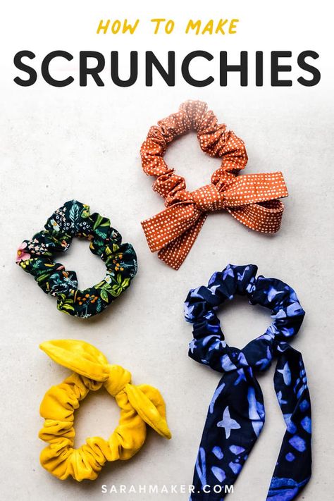 Dog Bow Tie Diy, Scarf Scrunchies, How To Make Scrunchies, Hair Ties Diy, Diy Hair Scrunchies, Scrunchies Diy, Knot Bow, Crochet Ear Warmer, Headband Pattern