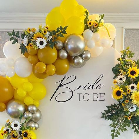 Night Fall Events on Instagram: "ℬ𝓇𝒾𝒹ℯ 𝒯ℴ ℬℯ 🌻 #sunflower #bride #bridegoals #bridetobe #bridalshower #eventdecor #sunflower #eventdesign #balloonartist #backdropengagement" Sunflower Bridal Shower Decor, Sunflower Bridal Shower Theme, Sunflower Themed Bachelorette Party, Sunflower Bridal Shower Ideas Decoration, Sunflower Backdrop, Sunflower Themed Bridal Shower Ideas, Sunflower Arch, Sunflower Theme, Sunflower Bachelorette Party