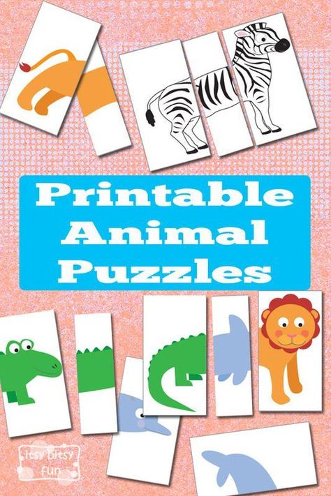 Printable Busy Bag - Animal Puzzles. Super cute DIY activity for kids. Animal lovers will enjoy this easy game idea. Animal Yoga, Animal Printables, Quiet Time Activities, Quiet Activities, Printable Animals, Animal Puzzle, Animal Activities, Fun Printables, Busy Bags