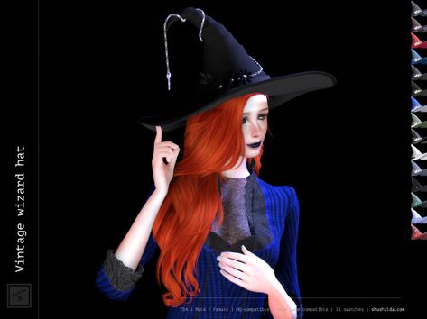 TS4 Vintage wizard hat Vintage Wizard, Cc Hats, Oversized Hat, Wizard Hat, Free Sims 4, Free Sims, Gnome Hat, Female Clothes, Ts4 Cc