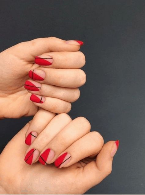 Nails With Stripes, Red And Pink Nails, Valentine's Day Nail Design, Edgy Nails, Minimal Nails, Work Nails, Nail Design Ideas, Striped Nails, Nail Art Ideas