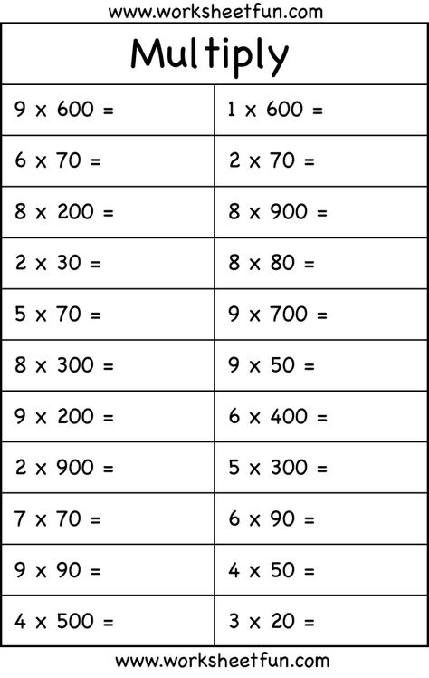 multiplication Decimals Worksheets, Kindergarten Skills, Math Multiplication, Multiplication Worksheets, Printable Math Worksheets, Math Practice, Homeschool Math, Multiplication And Division, Free Printable Worksheets