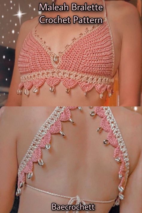 Triangular Crochet Shawl Pattern, Connected To Everything Attached To Nothing, Yarn Products Ideas, Crochet Tops With Beads, Unique Crochet Clothes, Beaded Crochet Top, Crochet Top With Beads, Crochet Designs Clothing, Crochet Straps For Tops