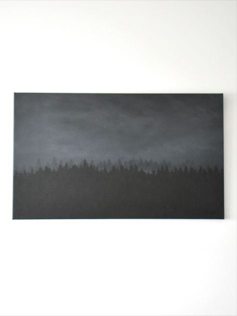 Original Acrylic Canvas Painting Moody Nature Handpainted Dark Forest Scenery Wall Art Black Trees Grey Sky Night Evening Landscape Dark Forest Painting, Evening Landscape, Moody Nature, Acrylic Canvas Painting, Forest Scenery, Sky Night, Forest Painting, Black Tree, Grey Skies