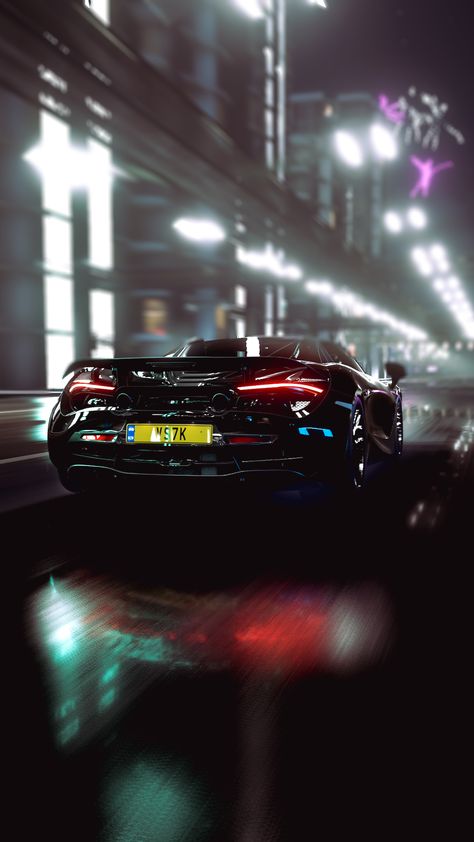 McLaren 720S driving in a City at Night Black Mclaren Wallpaper, Mclaren 720s Wallpaper, Mclaren 720s Aesthetic, Mclaren 720s Black, Mclaren 720s Wallpaper 4k, Mclaren 720s, Mclaren Wallpaper, Maclaren Cars, Mclaren 570s