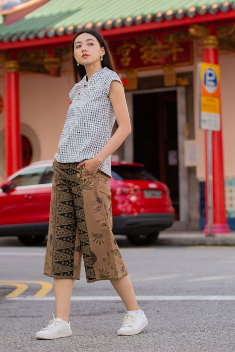 Cny Outfit, Batik Pants, Summer Gingham, Asian Fusion, Cheongsam, Batik, Gingham, Lifestyle, Yellow