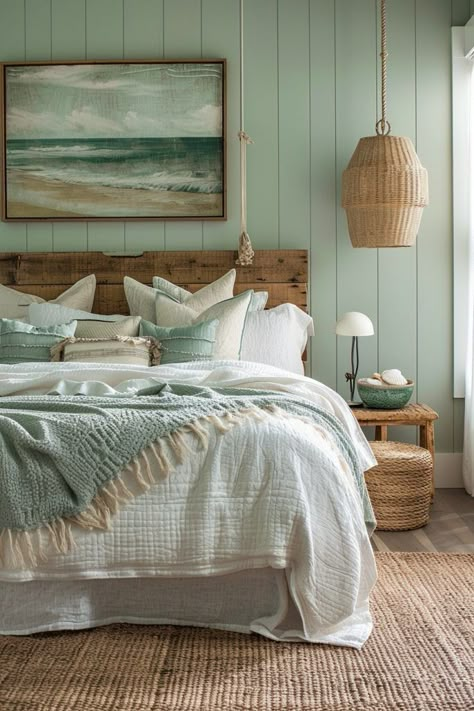 House Decor Themes, Preppy Aesthetic Bedroom, Coastal Chic Bedroom, Vintage Modern Bedroom, Dark Romantic Bedroom, Boho Coastal Bedroom, River House Decor, Boho Beach House, Beachy Bedroom