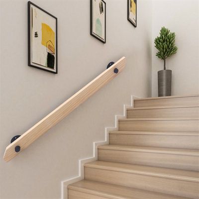 The handrail is responsible for connecting the various components of the staircase and is the main expression of the staircase's orientation. In addition, the style of the handrail influences the overall style of the staircase. Our wood handrail is made of high-quality material and finished with environmentally-friendly paint for a safe and durable performance. It can be a practical addition to any indoor or outdoor environment. It can be matched with various locations, such as loft staircase, a Wooden Handrails For Stairs Indoor, Hand Rail Ideas Indoor, Step Railing Ideas Indoor, Stair Hand Railing Ideas, Staircase Handrail Ideas, Handrails For Stairs Indoor, Hand Rails For Stairs Modern, Hand Rail Ideas, Stair Handrail Ideas