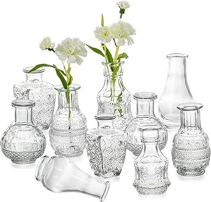 Amazon.com: Small Glass Vase for Flowers - Hewory Glass Bud Vases in Bulk Mini Vases for Decor, Single Flower Vase Decorative Vintage Vases for Centerpieces for Wedding, Home Decoration, Table Decor (Cleare, 10) : Home & Kitchen Bud Vase Centerpiece, Small Glass Vase, Glass Vases Centerpieces, Glass Bud Vases, Mini Vases, Vase Transparent, Small Glass Vases, Vase For Flowers, Clear Vases