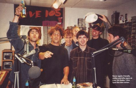 Oasis and Blur on american radio, San Francisco, Live 105. 26th September, 1994. Blur Parklife, Oasis Album, Oasis Music, Blur Band, Graham Coxon, Liam And Noel, Damon Albarn, Noel Gallagher, Fake Smile