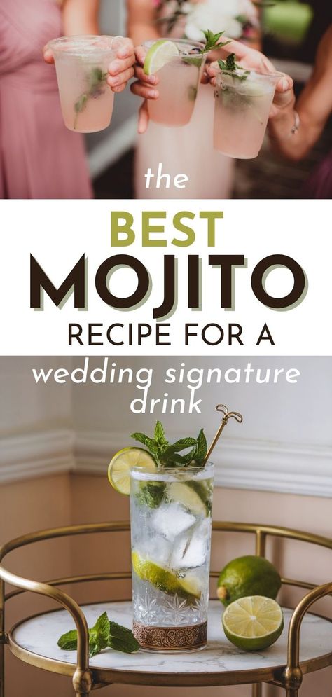 Mojito cocktail with bright lime and mint, ideal for a rum signature drink for a wedding Best Mojito Recipe, Easy Mojito Recipe, Easy Cocktail Recipe, Wedding Signature Drinks, Easy Cocktail, Mojito Cocktail, Mojito Recipe, Cocktail Recipes Easy, Wedding Drink