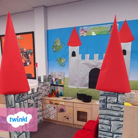 Castle Role Play Area, Castle Role Play Eyfs, Castle Dramatic Play Preschool, Fairytale Dramatic Play, Castle Dramatic Play, Medieval Activities, Purim Preschool, Castle Theme Classroom, Coronation Ideas