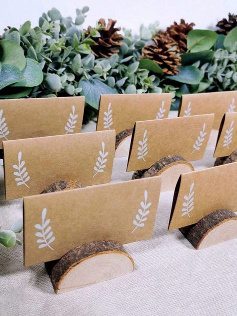 Brown  Collar  Wood   Embellished   Event & Party Supplies Wooden Place Card Holders, Wood Place Card Holders, Wedding Table Name Cards, Wooden Business Card, Wooden Table Numbers, Place Card Holders Wedding, Business Card Organizer, Christmas Place Cards, Table Number Holders