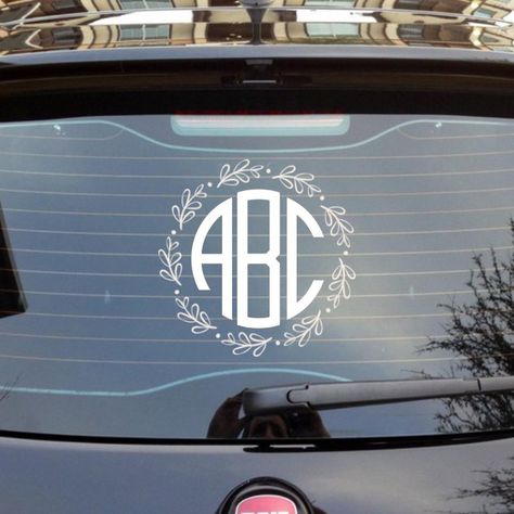 Car Monogram, Car Monogram Decal, Monogram Wreath, Monogram Decal, Initial Monogram, Monogram Initials, Chevrolet Logo, Car Decals, The Back