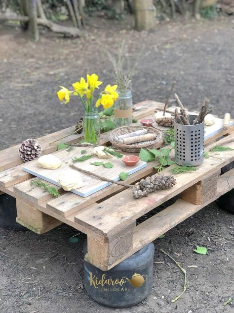 Small World Outdoors Eyfs, Pallets Eyfs Ideas, Eyfs Fairy Garden, Outdoor Preschool Ideas, Diy Pallet Garden Ideas, Early Years Outdoor Area, School Outdoor Area, Outdoor Kindergarten, Eyfs Outdoor Area