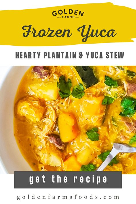 Stew season for this cold season. Get Golden Farm Yuca for your stew recipe and feel the warmth of December fun! Yucca Soup, Spanish Yuca Recipe, Yuca Soup, Yuca Soup Recipes, Frozen Yuca Recipes, Frozen Yuca Air Fryer, Boiled Yuca, Squash Butternut, Yuca Recipes