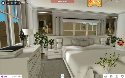 Bloxburg 4x5 Bedroom, Bloxburg Bedroom Ideas Farmhouse, Bloxburg Bedroom Decor, Bookshelf Decals Bloxburg, Bloxburg Guest Bedroom, Bloxburg Bedrooms Ideas, Bed Ideas Bloxburg, Bloxburg Master Room Ideas, 2k24 Game