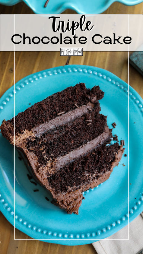 This indulgent Triple Chocolate Cake is a decadent dessert made with layers of rich chocolate cake, creamy chocolate frosting, and gooey melted chocolate, perfect for chocolate lovers. Each bite delivers a perfect balance of sweetness and chocolatey goodness, making it an irresistible treat for any occasion. Creamy Chocolate Frosting, Triple Layer Cake, Triple Chocolate Cake, Coffee Liqueur, Rich Chocolate Cake, The Best Dessert Recipes, Fudge Cake, The Best Dessert, Melted Chocolate