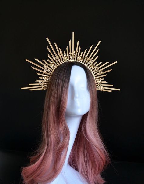 Sun Halo Crown, Angel Halo Headband, Junk Couture, Celestial Crown, Sunburst Crown, Crown Goddess, Sun Crown, Gold Halo Crown, Sun Halo