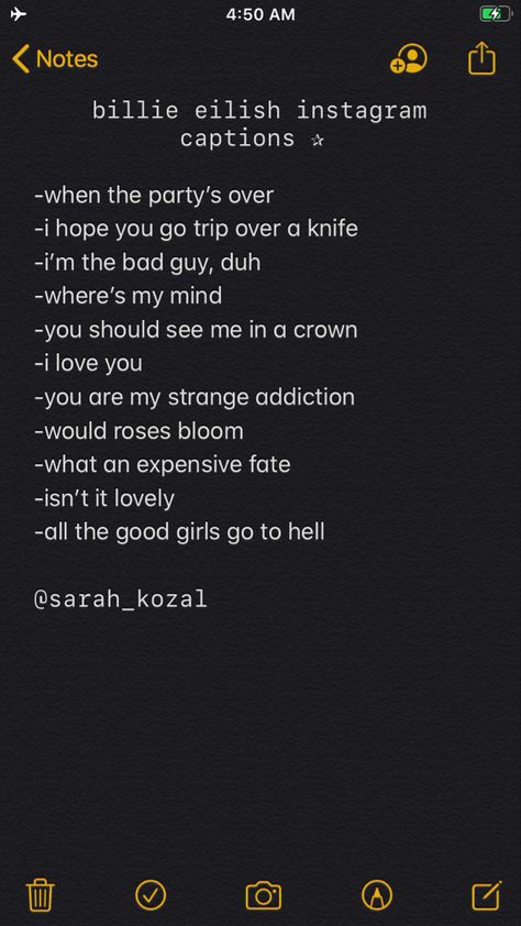 Billie Eilish Captions For Instagram, Aesthetic Captions For Instagram Lyrics, Billie Eilish Captions, Song Lyrics Captions For Instagram, Instagram Captions Lyrics, Lyric Captions, Instagram Captions Songs, Song Lyrics Captions, Badass Captions