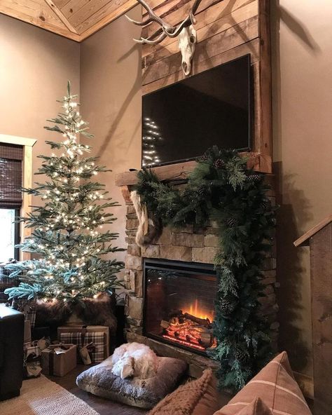 It is not any home space that is possible to be installed with the fireplace. However, your winter home decoration won’t be perfect without the fireplace there. Well, the fireplace will easily create a winter home impression easily. That is why no matter what, we recommend you to have it. You can check on the following pictures to give you references to the faux fireplace. ig @shady_pines3interiors #fauxfireplaceideas #winterhomedecor Fireplace Ideas With Tv Above, Electric Fireplace With Tv, Electric Fireplace Ideas With Tv, Faux Fireplace Ideas, Fireplace Ideas With Tv, Electric Fireplace Ideas, White Fireplace Mantels, Stone Electric Fireplace, Wall Mounted Christmas Tree