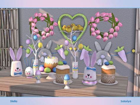 Sims 4 Cc Easter Decor, Sims 4 Cc Spring Decor, Sims 4 Cc Easter, Sims 4 Cc Birthday Party Decor, Sims 4 Birthday Party Cc, Sims 4 Easter, Easter Hare, Dining Hutch, Cc Shopping