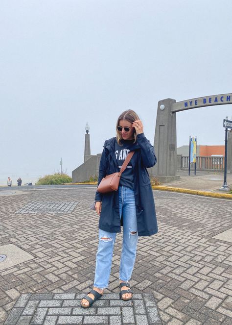 Birkenstock Outfit, The Pacific Ocean, Anorak Jacket, Pacific Ocean, The Pacific, The Coast, Beach Day, Birkenstock, Spring Outfit