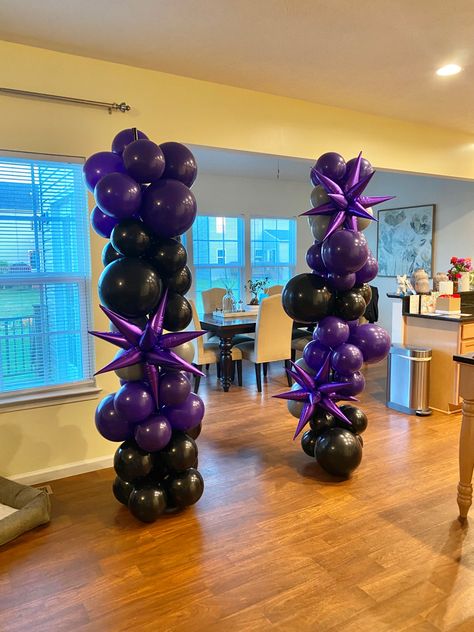 Ballon Ideas, School Edition, Balloon Display, Sports Awards, Birthday Brunch, Senior Night, Balloon Columns, Night Ideas, Maleficent