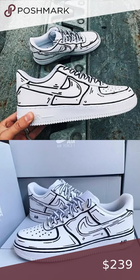 Custom Air Force 1: Cartoon Custom Air Force 1 Ideas Women, Air Force 1 Design Ideas, Air Force Painting Ideas, Air Force Painting, Air Force 1 Cartoon, Custom Air Force 1 Ideas, Nike Cartoon, Painted Nikes, Closet Custom